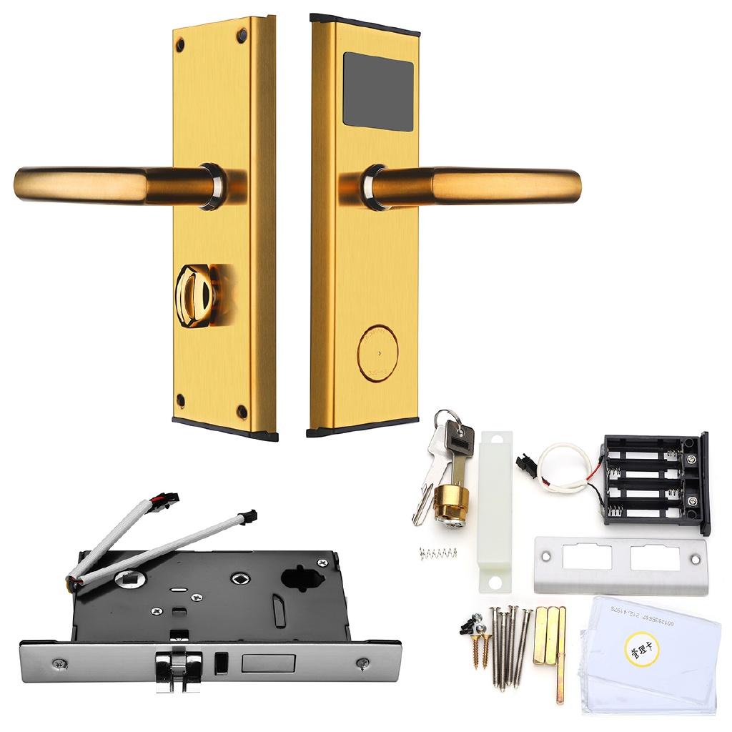 RFID-Digitalkartenschlüssel, Edelstahl, intelligentes Entriegeln, Hoteltürschloss, rostfrei und korrosionsbeständig, stabiler Speicher gold right