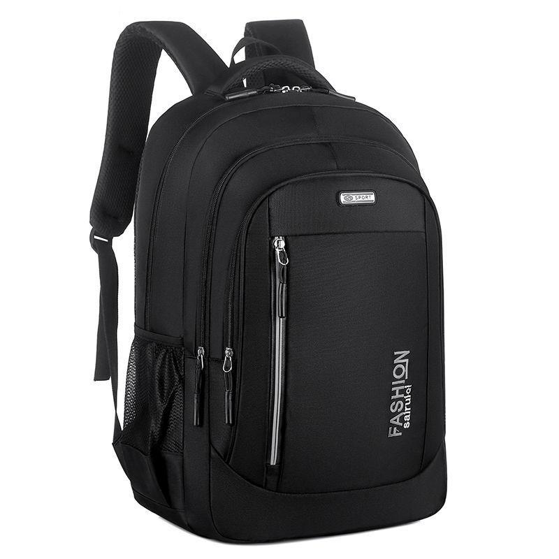Schultaschen für Jungen im Teenageralter, großes Fassungsvermögen, schwarzes Nylon, multifunktionale College-Schultasche für mittlere und hohe Schüler, Rucksäcke für Männer schwarz