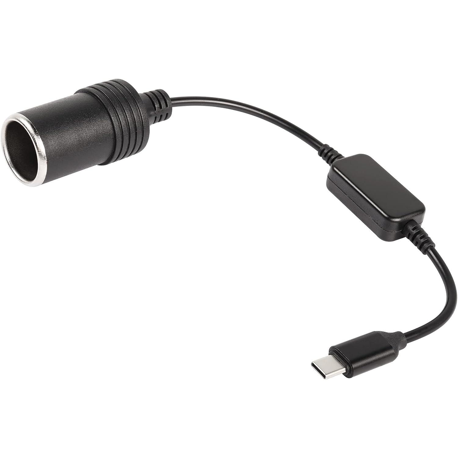 1 Fuß USB-C-Stecker auf 12-V-Zigarettenanzünder-Adapter, Stromkabel für Dashcam, GPS, Auto-LED-Lichtleisten 30*6.4*2.7cm schwarz