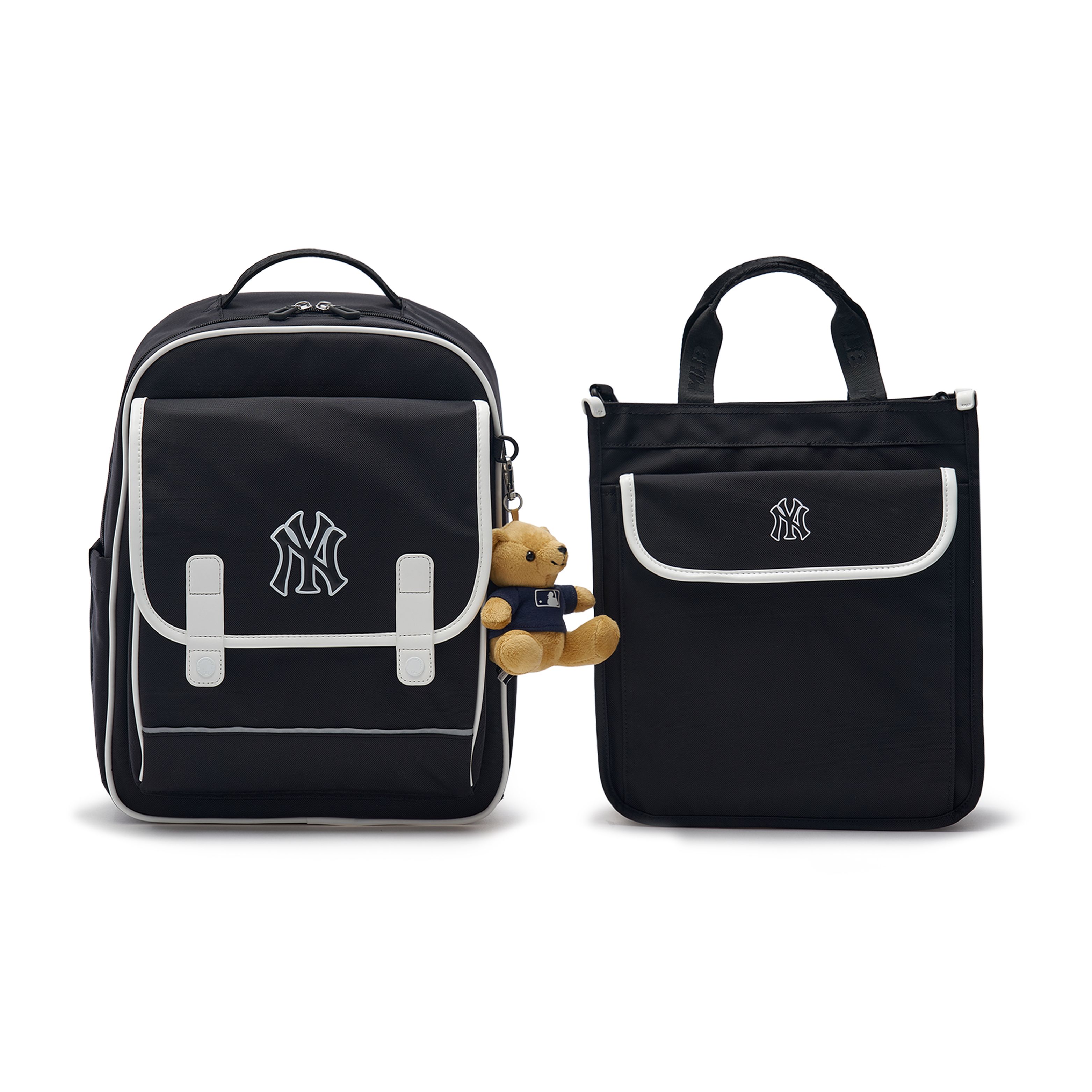 MLB New York Yankees Großes Logo Buchstabendruck Reißverschluss Nylon 2-in-1 Rucksack Herren Rucksack Schwarz 7ABKB014N-50BKS Black