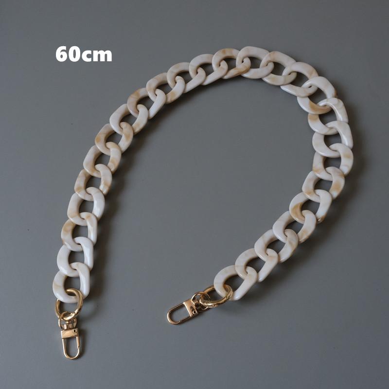 Neue Mode Frau Tasche Zubehör Abnehmbare Teile Ersatz Kette Beige Harz Luxus Strap Frauen Acryl Schulter Griff Kette 60CM