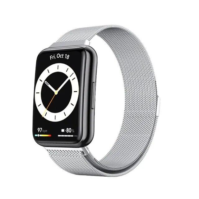 Magnetisches Loop-Band für das Huawei Watch Fit 2-Armband, Zubehör aus Edelstahl, Gürtelarmband für Huawei Watch Fit, Metallarmbänder For Huawei Fit 2 silber