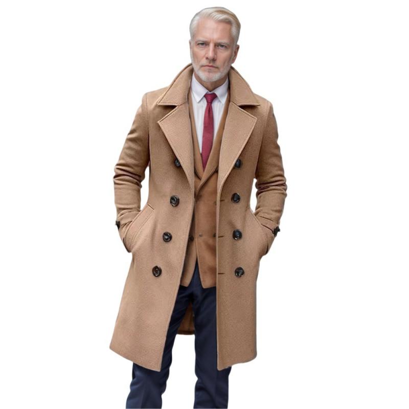 Winter Männer Koreanischen Mantel Lange Woll Wind Mantel Männer Woll Mantel Casual Business Dicken Trenchcoat Jacke Männlichen Übergroßen 3XL XL khaki