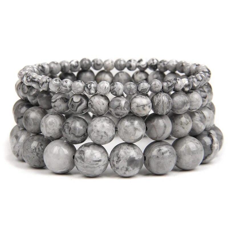 1 Stück Naturstein Armbänder Onyx Achate Runde Perlen Armreifen Für Frauen Männer Schmuck Reiki Handgemachten Schmuck Yoga Healing 19CM 4mm 1PC gray