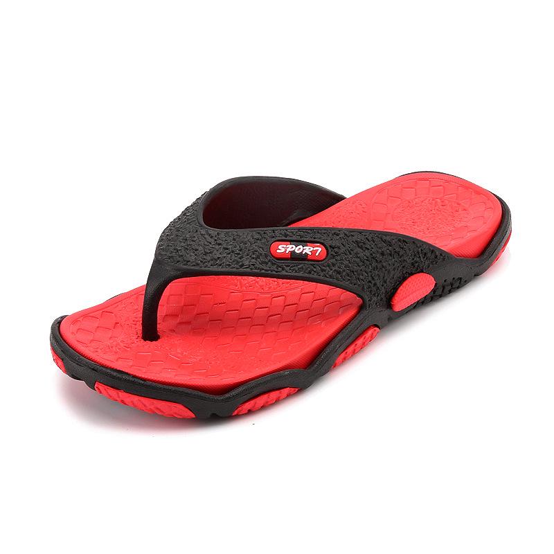 Sommer Herren rutschfeste Pinch Sandalen und Hausschuhe Sommer Flip-Flops Herren Strandsandalen und Hausschuhe 40 rot