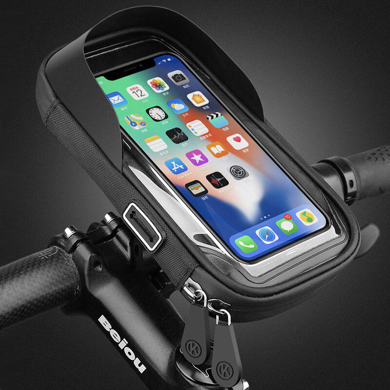 Universeller wasserdichter Fahrrad-Telefonhalter-Ständer, Motorrad-Lenkerhalterung, Handytasche, Fahrrad-Roller-Handyhalterung für iPhone, Samsung, Xiaomi schwarz
