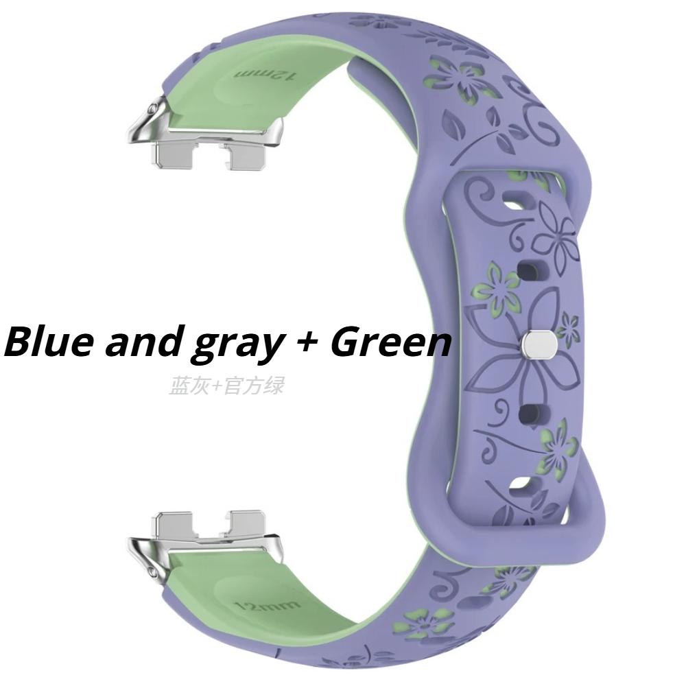 Silikon 3D Graviertes Blumenarmband für Huawei Band 11 Pro Armband Smartwatch Atmungsaktives Armband für HUAWEI Band 8 9 10 11 Armband Huawei Band 8/9/10 ube
