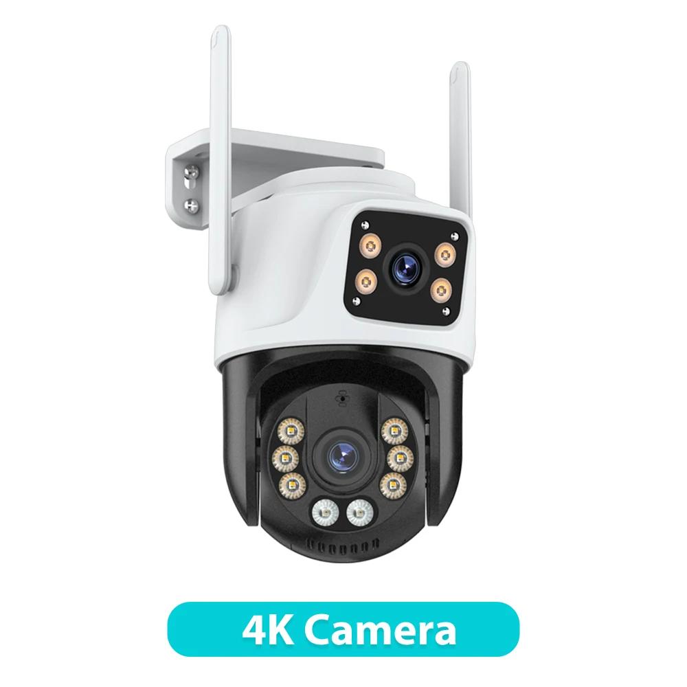 IP-Kamera 6K HD mit drei Bildschirmen, externe WiFi-Kamera für den Außenbereich, 4K, Doppelobjektiv, automatisches Tracking, Sicherheit, PTZ-Kamera, Videoüberwachung iCsee 4K Camera