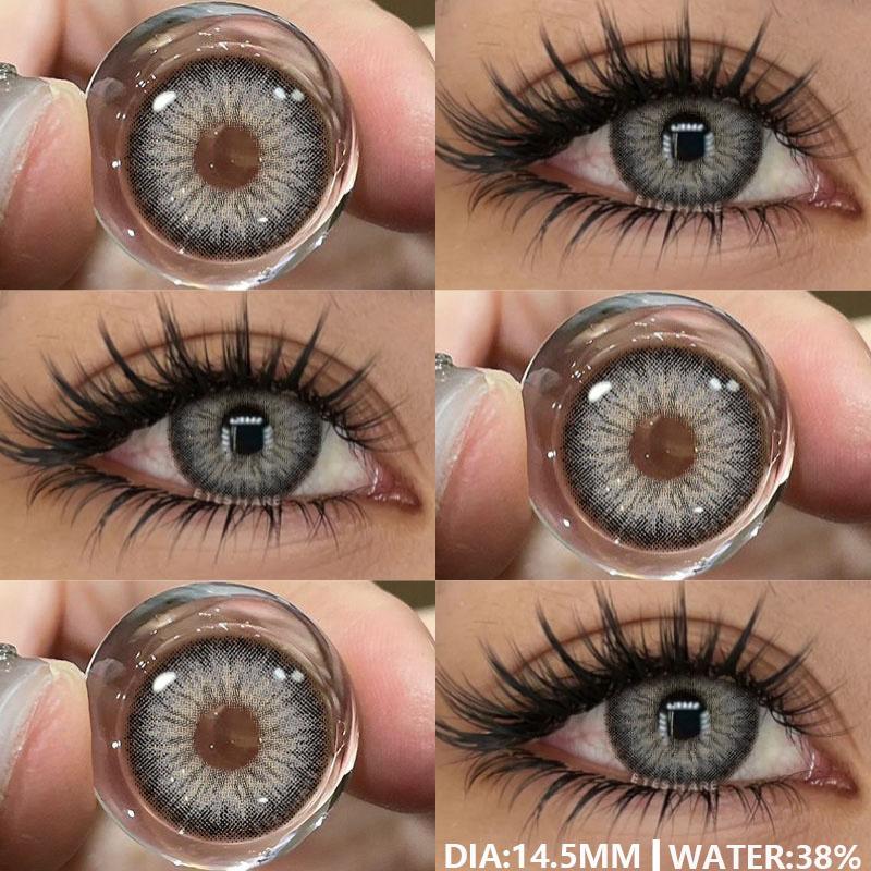 2 Stück farbige Kontaktlinsen für die Augen, modische blaue Kontaktlinsen, braune Linsen, graue Pupillenlinsen, jährliche kosmetische grüne Kontaktlinsen SERBIA-GRAY