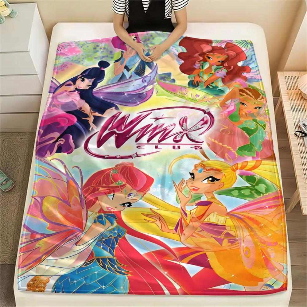 1 Stück Winx Club Aufdruck Flanelldecke, Hohe Qualität für alle Jahreszeiten, Heimdekoration, Wärme und Komfort, Perfekt für Weihnachtsgeschenke 80cm x 120cm