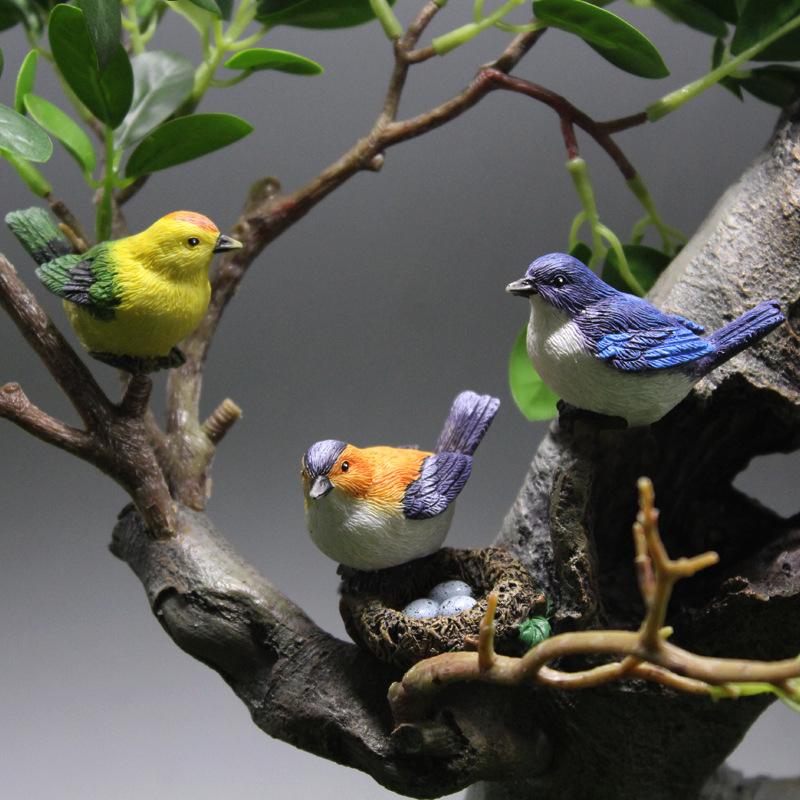 4 Teile/satz Birdie Figuren Micro Landschaft Ornamente Vogelnest Vogel Eier Mini Gartenarbeit Bonsai Simulation Modell Puppenhaus Dekor 4Pcs/set