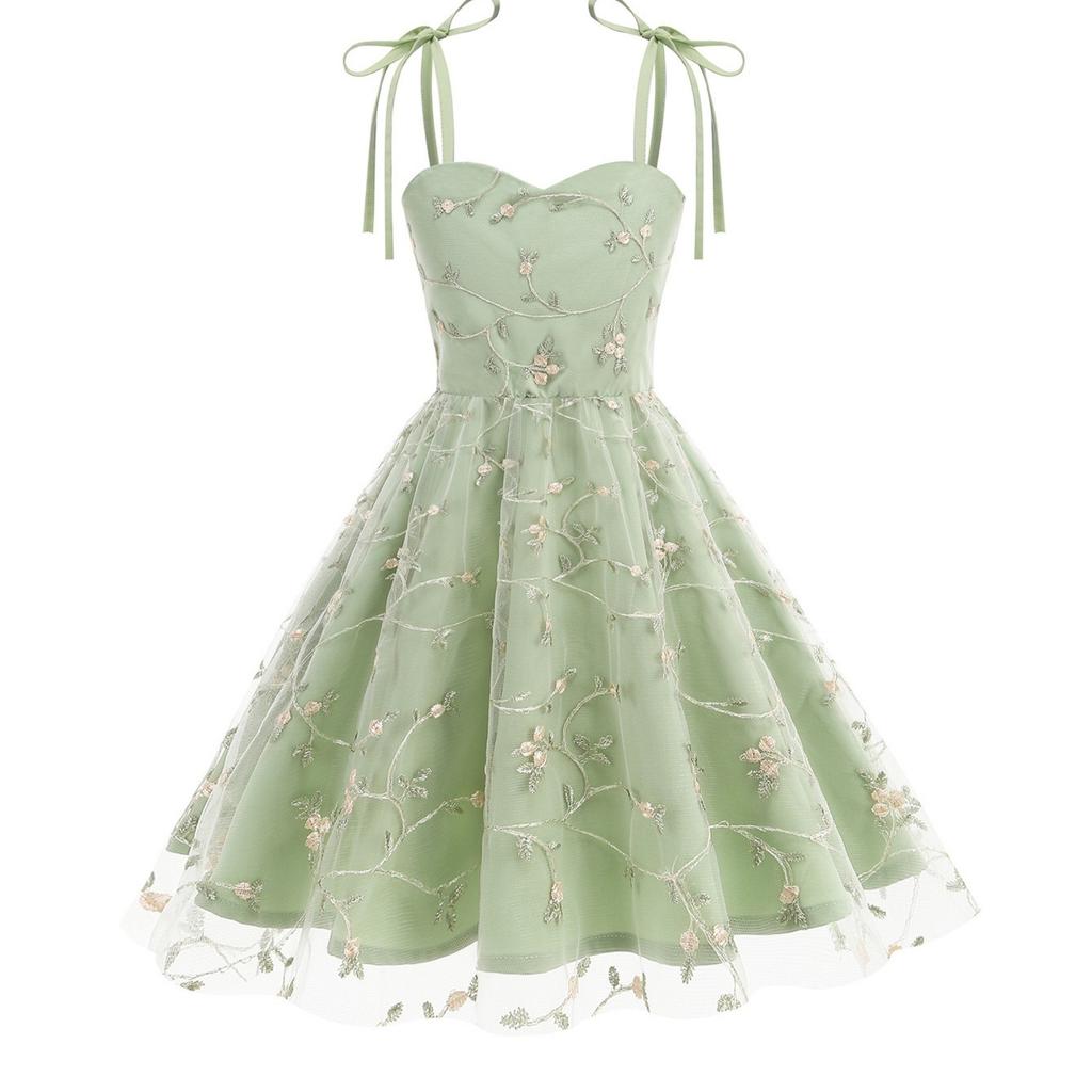 Mode Kinder Hosenträger Kleid Mesh Stickerei Bowknot Kleid Prinzessin Kleid 110 beige