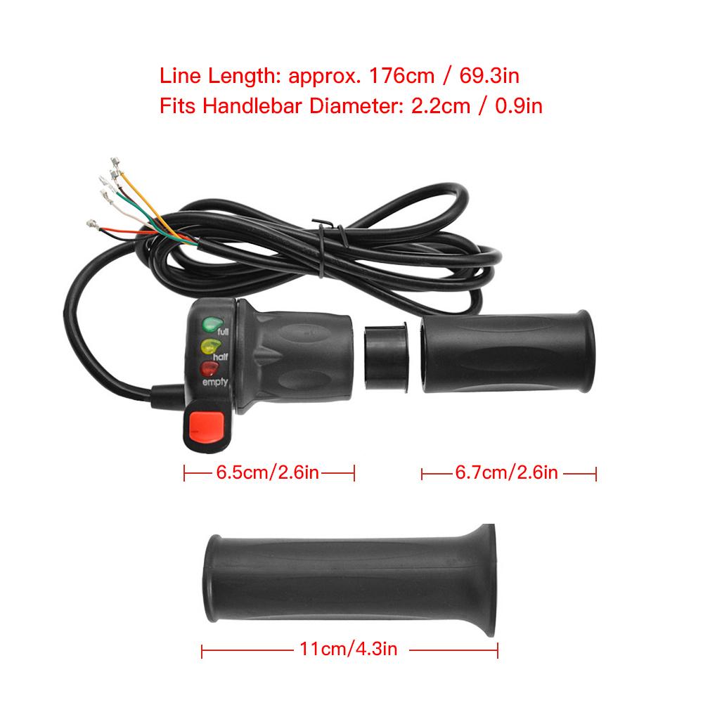 36V 48V Rechter und Linker E-Bike Lenker Gasgriff mit Batterieanzeige Netzschalter E-Bike Drehgasgriff 48V schwarz