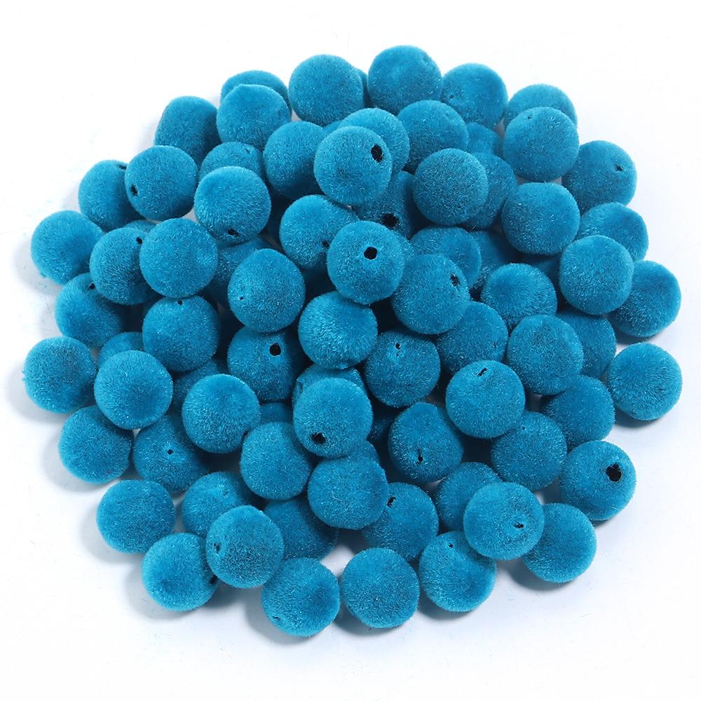 100 Stück/Los Tief Farbe Samt Oberfläche Harz Perlen Rund Lose Abstandshalter Perlen Für Schmuckherstellung DIY Armband Halskette Zubehör blau