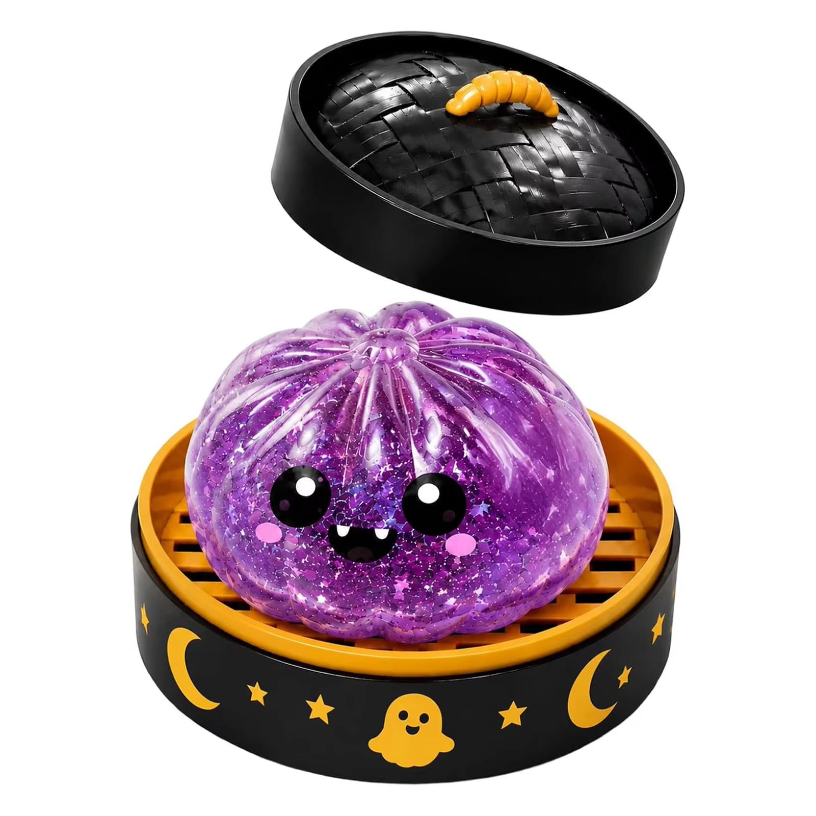 Halloween Blind Box Mystery Glitzer Knödel Glitzer Knödel Squishy mit Box Knödel Sensorisches Knetspielzeug zur Stressbewältigung black