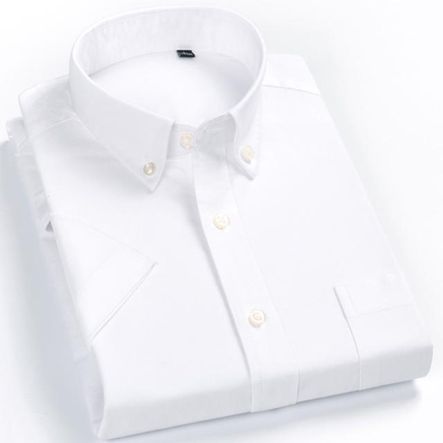 Herrenmode Kariert Kariert Kurzarm 100% Baumwollhemd Button-down-Kragen Urlaub Jugendlich Gestreift Sommer Lässig Vichyhemden M