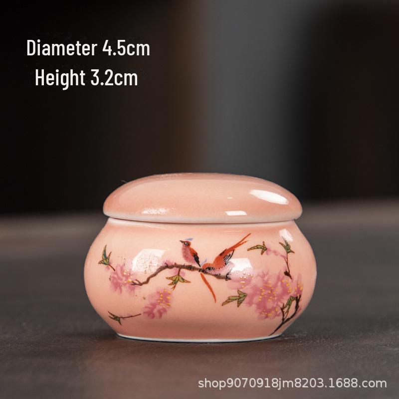 Kleine Teedose aus Keramik in Form eines Rouge-Lippenstifthalters – versiegelter Behälter für Kosmetika und Medikamente, Aufbewahrung von Lippenbalsam und Puder im antiken Stil. orange