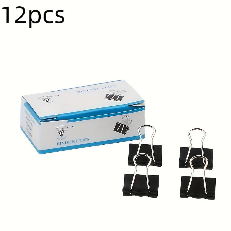 12er-Pack Schwarzes Eisen Büro-Dokumentenklammern, 1,6-Zoll Große Kapazität Büroklammern für Bürobedarf, Sortierte Größen 2,01 , 1,61 , 1,26 0.59 in./15 mm