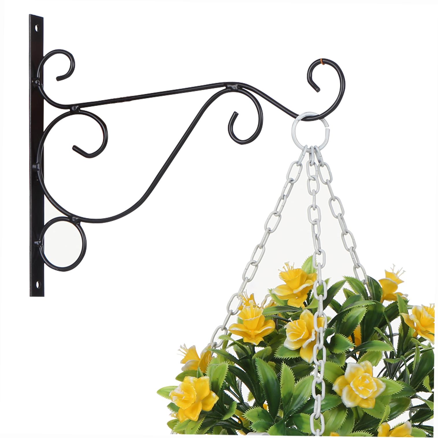 Haken zum Aufhängen von Pflanzen, dekorative Wandhaken aus Eisen, Kleiderbügel zum Aufhängen von Pflanzen für Pflanzgefäße im Innen- und Außenbereich Large schwarz