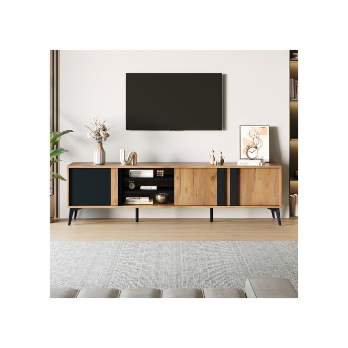 TV-Möbel - MUVOE - 180 cm - Braun - Für Fernseher bis 80 Zoll - Kabelmanagement braun