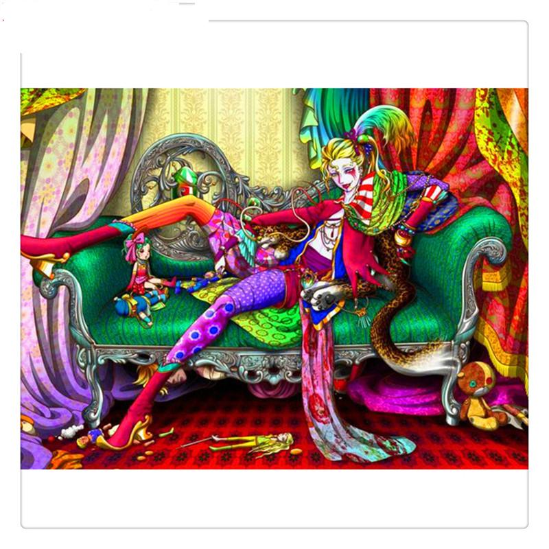 Diamond Painting Voll Runde Diamanten Stickerei Clown Königin Strass DIY Mosaik Heimdekoration 20X30CM blue
