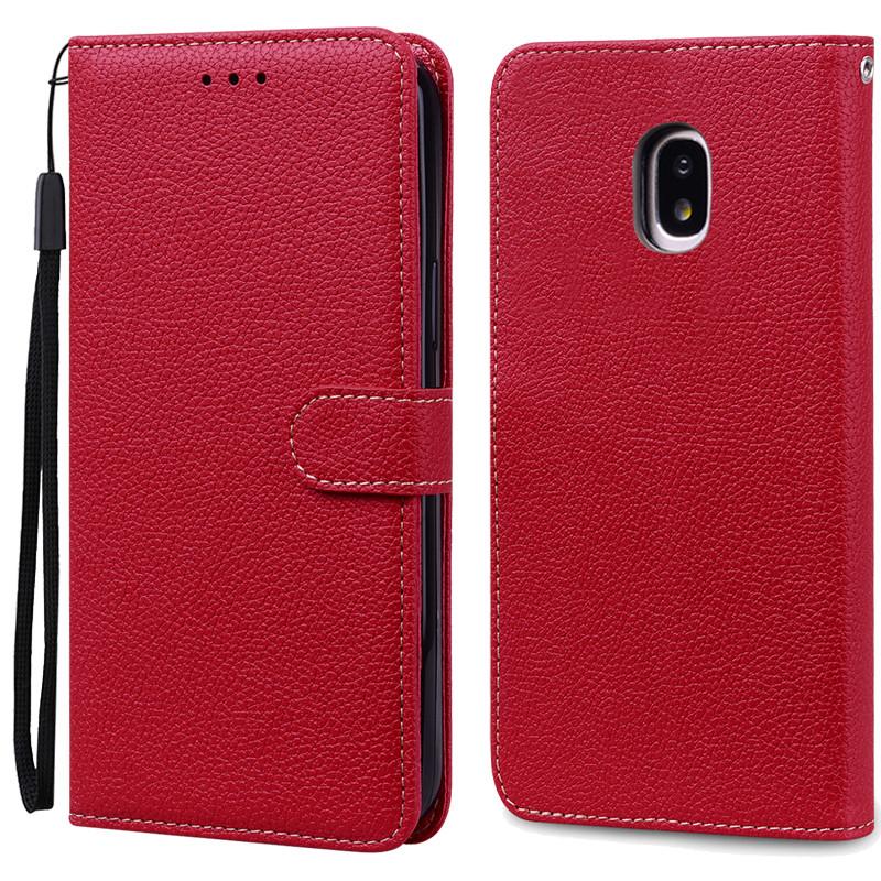 Leder Flip Fall Für Samsung J3 2017 Brieftasche Telefon Fall Für Samsung Galaxy J3 2017 Fall J330 SM-J330F J 3 2017 abdeckung Fundas Etui Samsung J3 2017 J330 dunkelrote