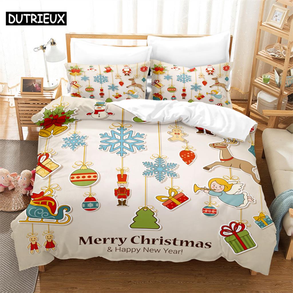 Weihnachts-Schneemann, Baum Bettwäsche-Set Bettbezug-Set 3D-Bettwäsche Digitaldruck Bettwäsche Queen-Size-Bettwäsche-Set Modisches Design EU single(135x200cm)&set