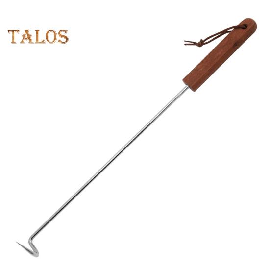 BBQ Steak Grillhaken Fleischwender Holzgriff Edelstahl Lebensmittelwender zum Grillen von Gemüse Tragbares Küchenwerkzeug L