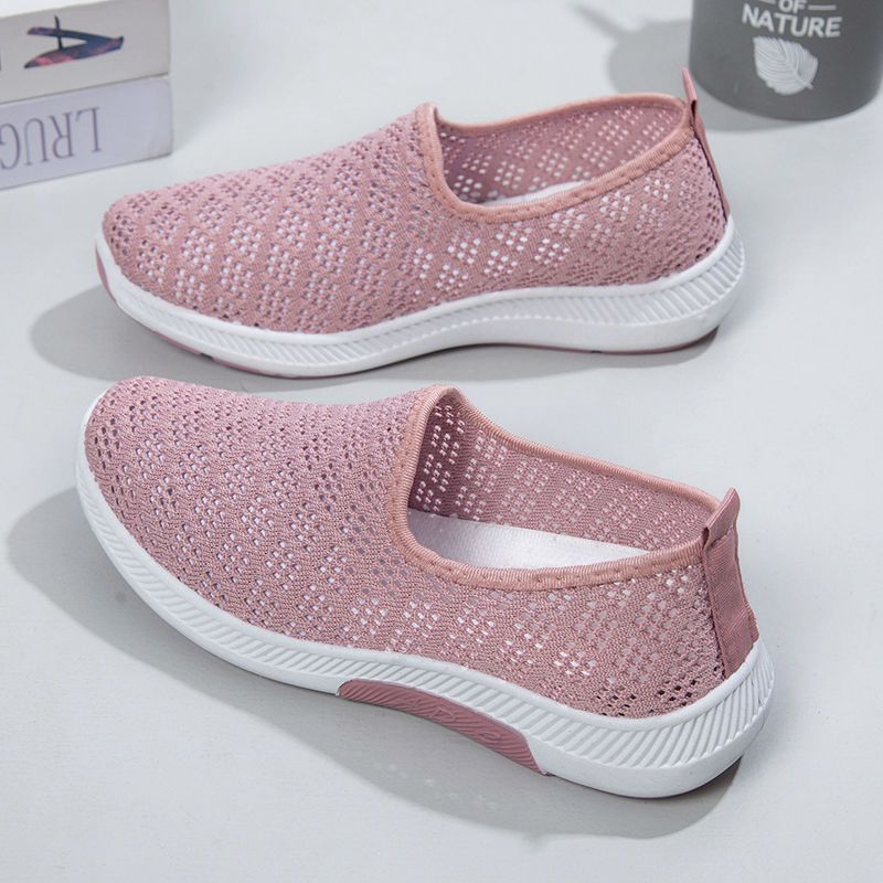 Schuhe Alte Peking Stoffschuhe Weiche Sohle Rutschfest Sport- und Freizeitschuhe Ein Riemen Mittelalte und ältere Mütter Schuhe Mesh Bequeme Schuhe 40 rosa
