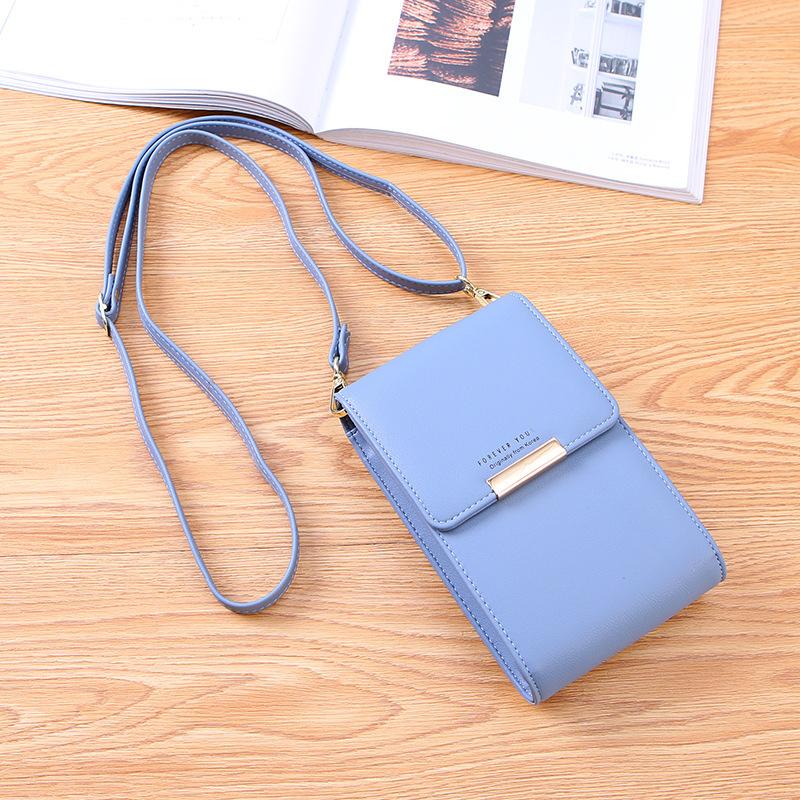 Multifunktionale Umhängetasche für Damen Karten Handy Tasche PU Leder Damen Crossbody Handtaschen Geldbörse Damen Messenger Bags KTY 10.5x4x17cm blau