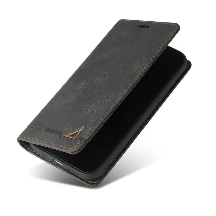 Elegante magnetische Leder-Klapphülle für Samsung Galaxy mit Kartenfach und Ständerhalterung Samsung A71 4G schwarz