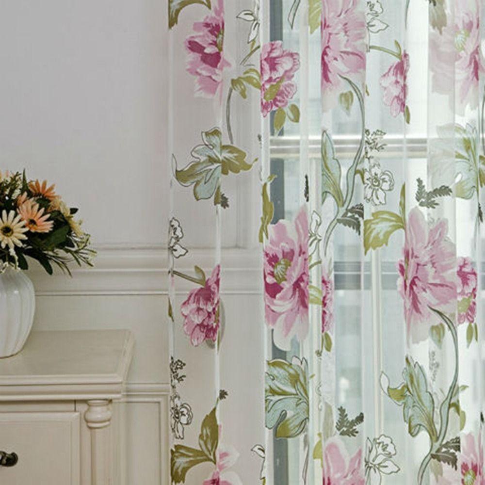 Blumen Tüll Schlafzimmer Pfingstrosen Muster Wohnzimmer Vorhang Heimdekoration Transparente Vorhänge Fenster Vorhänge M rosa