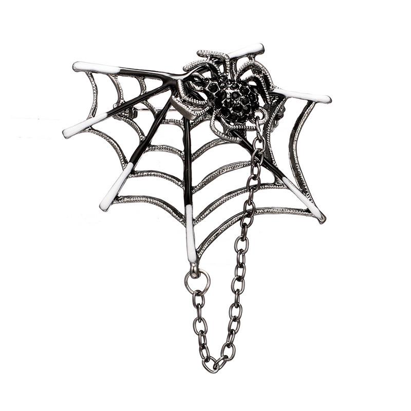 Mode Retro Hohl-out Geometrische Strass Spinne Weben Net Kette Brosche Corsage