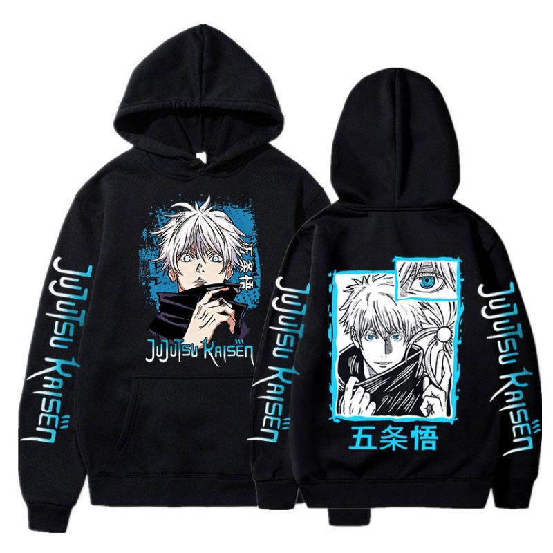 Neue Anime Jujutsu Kaisen Satoru Gojo Hoodie Übergroßen Herbst Winter Fleece Sweatshirt Männer Frauen Langarm Pullover 4XL