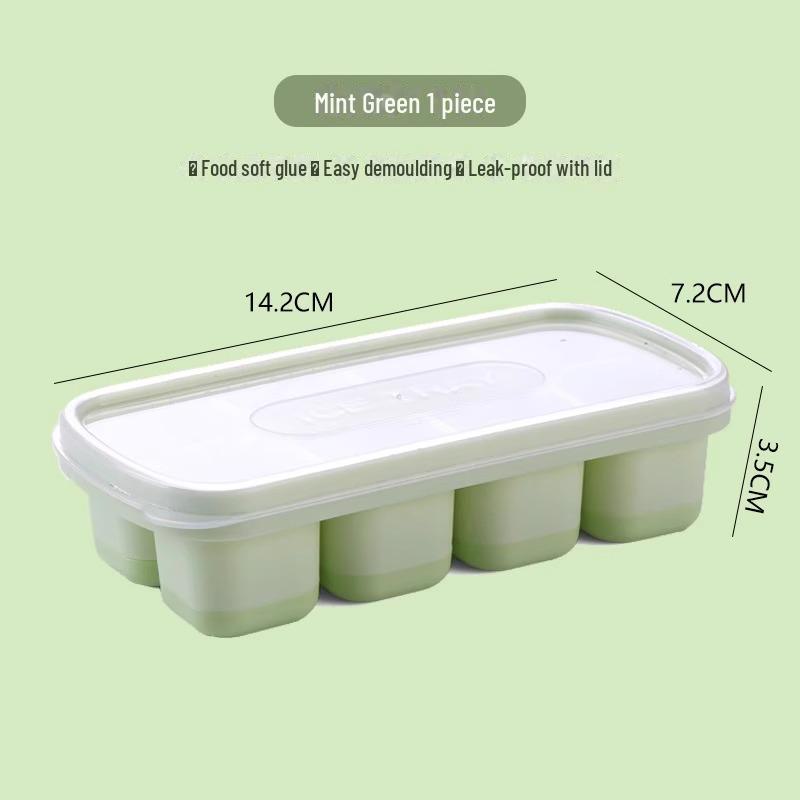 Eiswürfelschale aus Silikon mit weichem Boden, Mini-Eisform für Gefrierschrank und Aufbewahrung 8 pieces minze, grüne