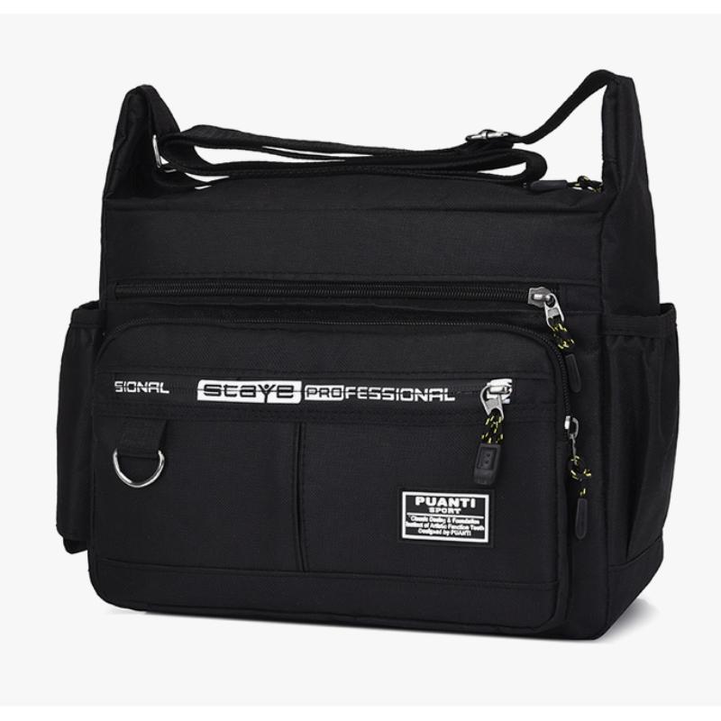 Herren Umhängetasche Oxford Tuch Casual Reise Umhängetasche Große Kapazität Mittleren Alters Kleine Quadratische Tasche Werkzeugtasche schwarz