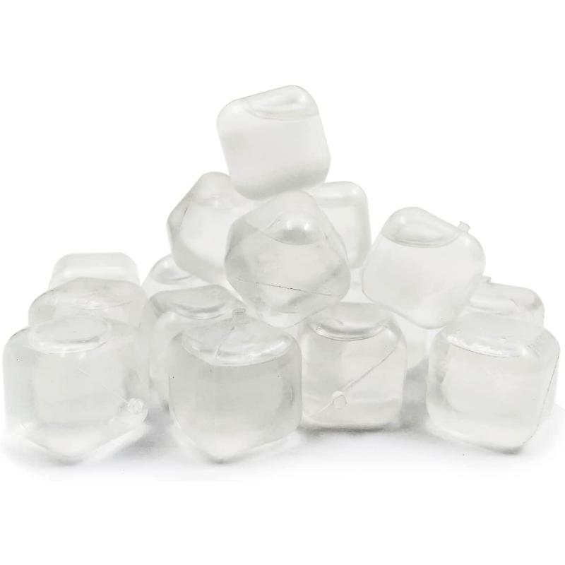 Wiederverwendbare Eiswürfel, 20 Stück Kunststoff-Eiswürfel, schnell einfrierende, leicht zu reinigende, wieder einfrierbare gefälschte Eiswürfel für die Zubereitung kalter, ansprechender Getränke, Lunchpakete White Cubes-1pc