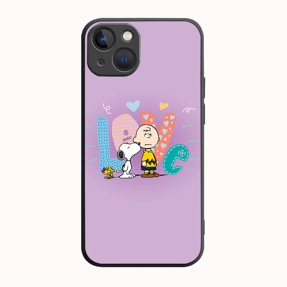 B-87 Super Snoopy Schwarze Hülle für Samsung S24 S23 S22 S21 S20 FE S10 Lite Ultra S7 S8 S9 Plus A05S A11 A12 A13 A15 A22 A24 A25 A32 A52 A71 5G Samsung S9 Plus rehbraun