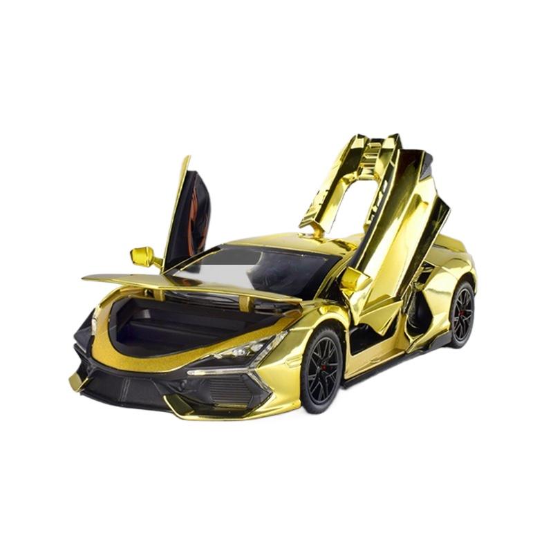 1/24 Lamborghini Revuelto Galvanisiertes Legierungsauto Diecasts & Spielzeugfahrzeuge Metallspielzeugauto Modell Ton und Licht Sammlung Kinderspielzeug gold