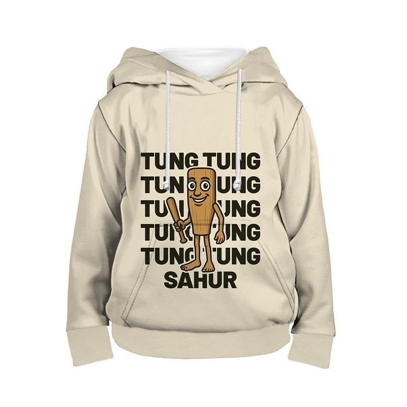 Tung Tung Tung Sahur Hoodie Italienischer Hirnfraß Kinderbekleidung Tralalero Tralala Kinder Sport Sweatshirt für Jungen und Mädchen Pullover 140 silber