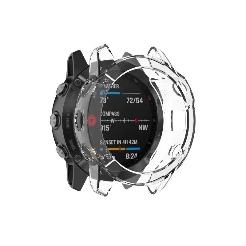 Schutzhülle für Garmin Fenix 7 7S 7X Pro Solar 6 6S 6X Pro TPU Transparenter Schutz Smartwatch Armband Silikon Bumper Abdeckung For Fenix 6 6Pro transparent