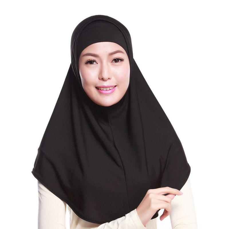 2-teiliges, einfarbiges muslimisches Hijab-Kopftuch aus Amira-Jersey für Damen aus weicher Baumwolle mit Stretch und Schlauch-Innenuntertuch, Kappe und Kapuze 5