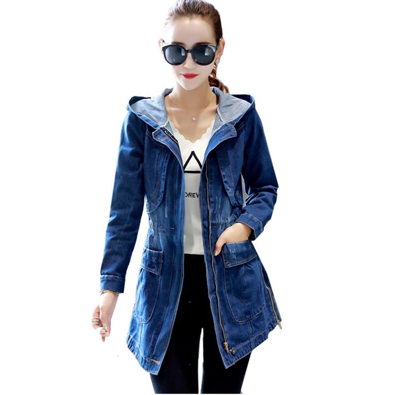 Damen Jeansjacke mit Kapuze, Frühling und Herbst, lockere Vintage-Jeansjacke mit langen Ärmeln, lässig, für Studenten, schlanker Jeansmantel, Übergröße 5XL XXXXL blau