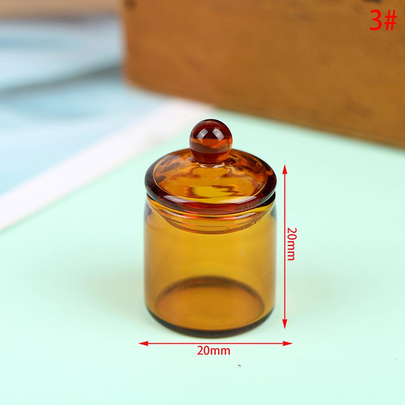 1:12 Puppenhaus Mini Glas Bonbonglas Kaffeebohnen Vorratsflasche Küche Dekor Spielzeug 20*20mm bernstein