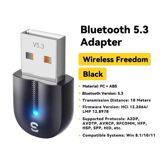 Essager USB Bluetooth 5.3 Adapter Aux Audio Receiver Transmitter Für PC Lautsprecher Laptop Soundbox Drahtlose Maus USB Transmitter Bluetooth 5.3 schwarz