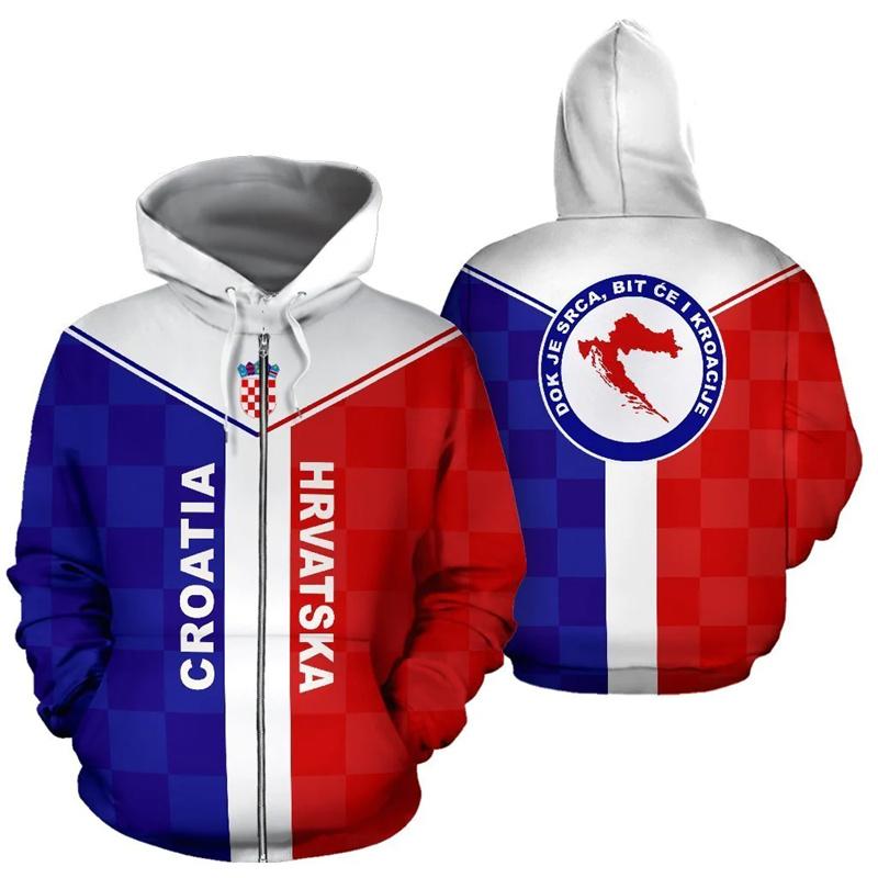 2024 neue Kroatien Hrvatska Heroe 3d Gedruckt Zip Hoodies Männer Übergroßen Sweatshirts Frauen Sport Pullover Mit Kapuze Y2k Kleidung 2XL