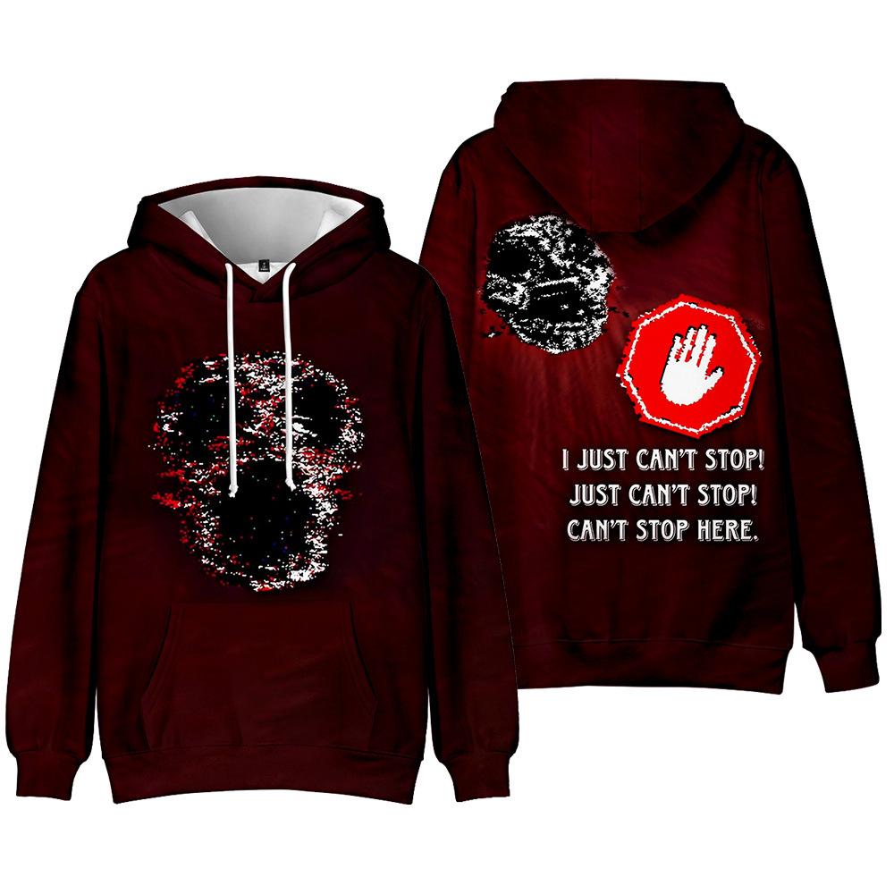 16 Farben Damen Herren Türen Roblox Figur Cartoon Print Kapuzenpullover Rundhals Sweatshirts Mann Reise Pullover Männlich Oberteil Streetwear Outdoor Trainingsanzug XL wein rot