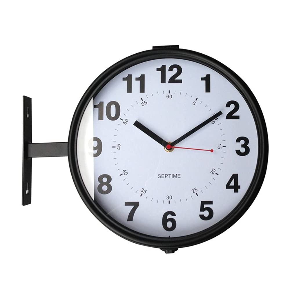 Wand stilvolle Wand Außen Antiquitätenladen Tisch Innen Westküste SISBRLR Schwarz Doppelseitige Uhr, Uhr, Uhr, doppelseitige Uhr, Stil, schwarz, schwarz