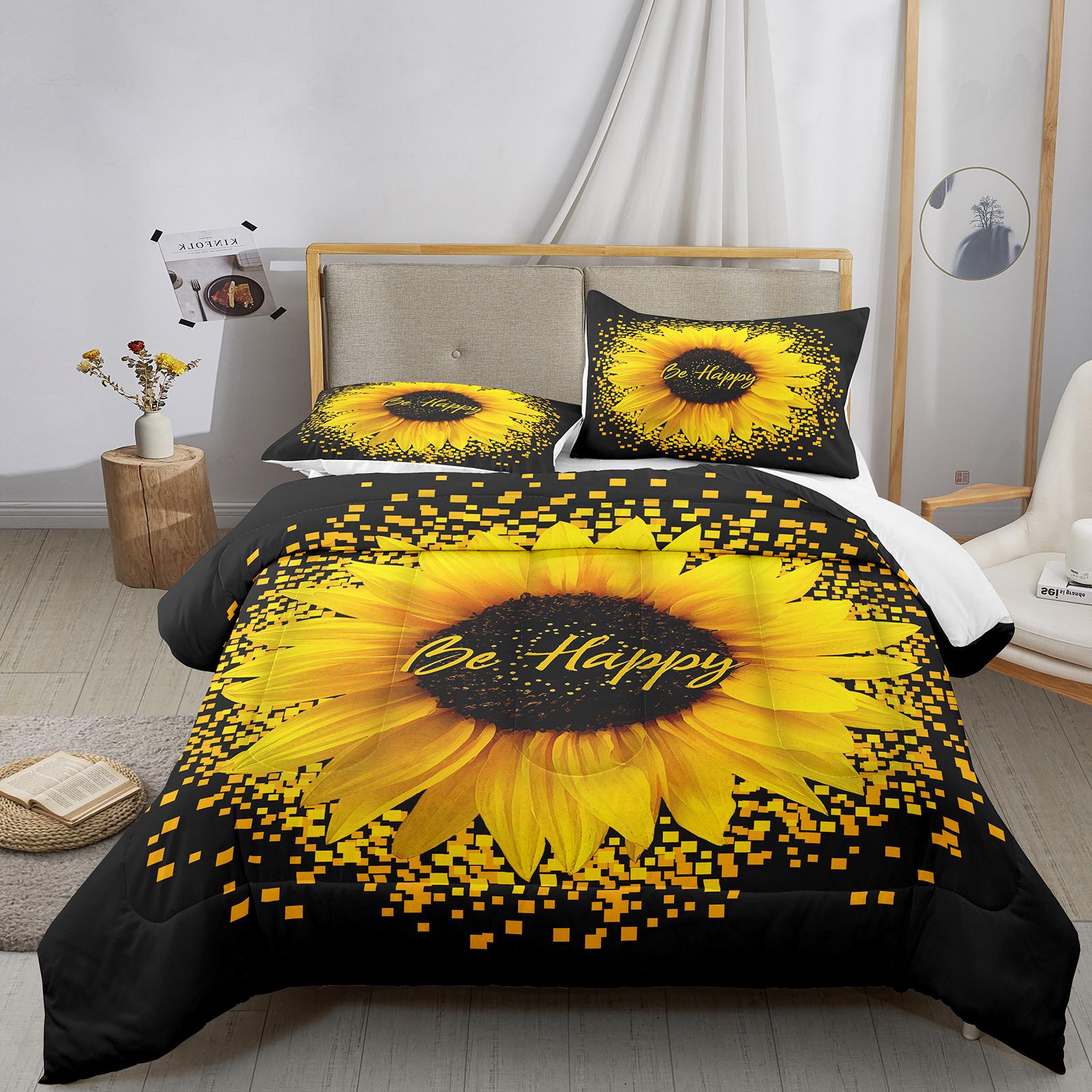 Traum Sonnenblumen Bettwäsche Set Bettbezug Set 3D Bettwäsche Set Digitaldruck Bettwäsche Queen Size Bettwäsche Set Modisches Design EU Single 135x200cm