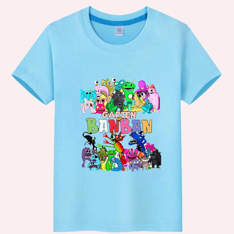 Garten of Banban Kinder T-Shirt 100 % Baumwolle Kurze Tops Anime T-Shirts Jungen Mädchen Kleidung y2k ein Stück Sommer Kawaii Kinderkleidung Jungen und Mädchen T-Shirts 150 hellblaue